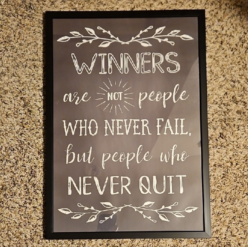 Motivational Quote Wall Art Black Frame 13x19 NWT